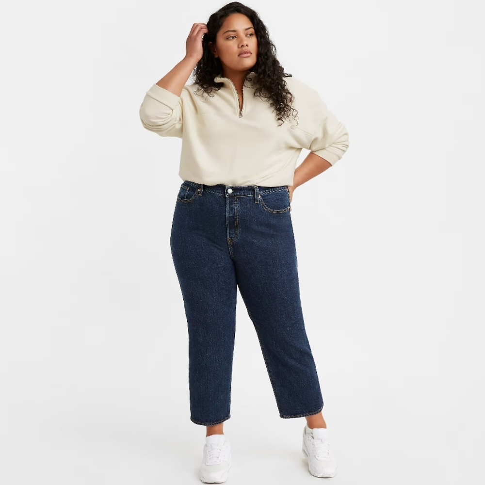 Levi's Wedgie Straight Blue Jean Denim High-Rise Button Fly Salsa Dark Stone 18W